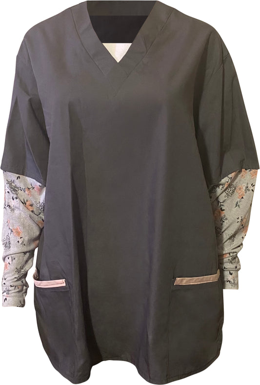 Grey Long Sleeve Scrub Top